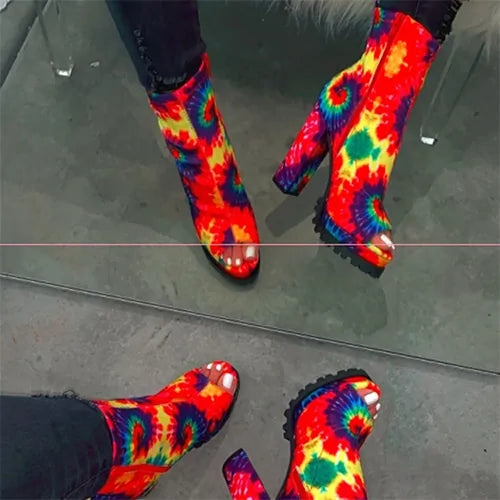 Zipped Open Toe Ankle Boots - Kia Day Design