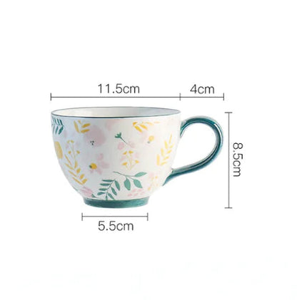 Large Capacity Ceramic Breakfast Cup for Coffee and Milk Kia Day Design