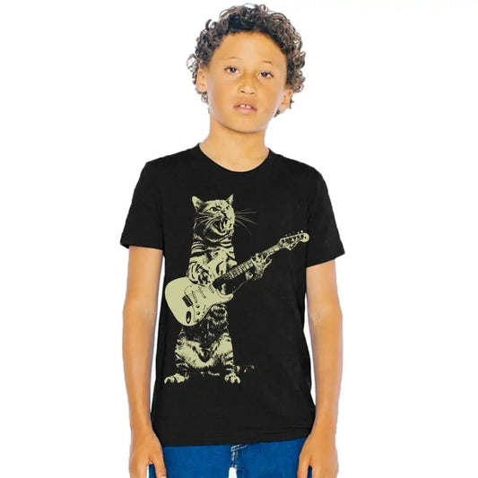 Kids cat playing guitar T-shirt