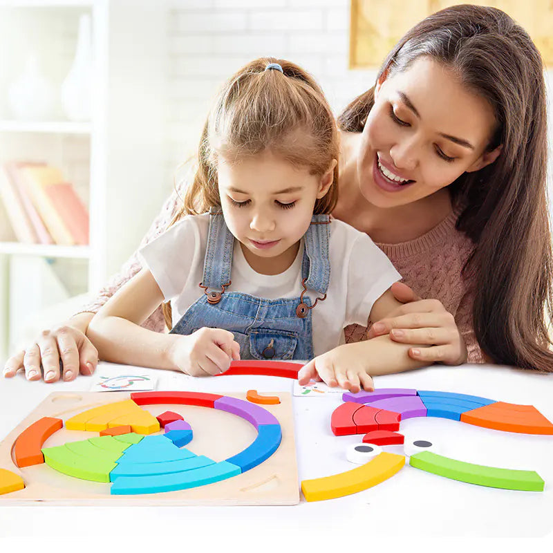 New Wooden Rainbow Geometry Puzzle for Kids Kia Day Design