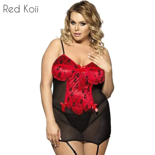 Plus Size Red Lingerie with Garters for Summer Kia Day Design
