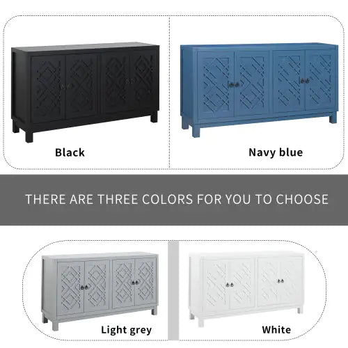 Blue 4-door Cabinet with Pull-tab Handle - Kia Day Design