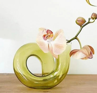 Glass Flower Vase and Candle Holder - Light Green 12cmx12cmx10.5cm - candle holder