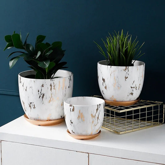 Marble Pattern Ceramic Flower Pot