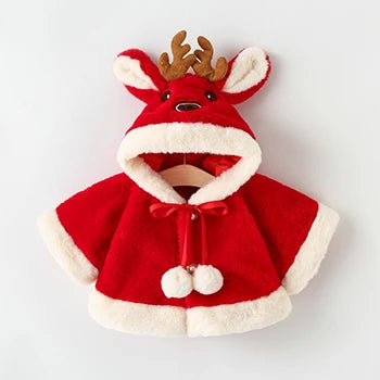 4 Colors Cute Christmas Elk Plush Baby Jacket