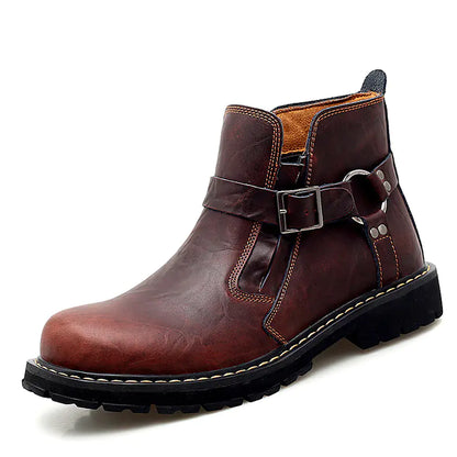 Mens Martin Boots in First Layer Cowhide Leather - Brown 40 - boots