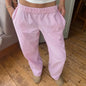 Casual Elastic Waist Wide Pink Medium