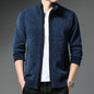 Mens High Collar Casual Chenille Sweater - 8811 navy blue - Sweater