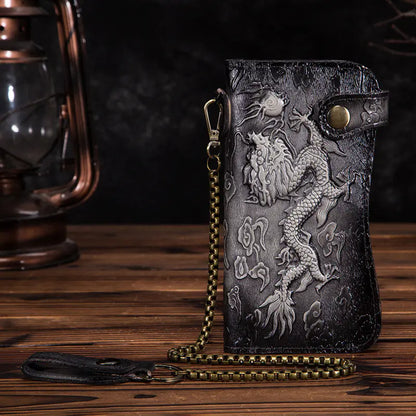 Genuine Leather Dragon-Tiger Wallet Kia Day Design