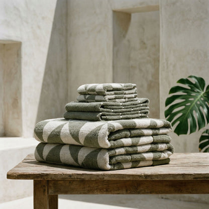 Umbra Australian Cotton Towels - Sage & Ecru Luxe Set (Set of 6 with Umbra Bath Sheets) - Home - Bath