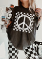 Checkered Peace Sign Tee - Pepper - shirt