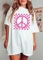 Checkered Peace Sign Tee - White - shirt