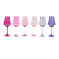 Cotton Candy Collection - Colored Wine Glass Ombre Set of 6 - Stemmed - Wine Glasses