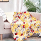 DaDa Bedding Yellow Floral Quilted Throw Blanket - Hummingbirds Farmhouse Red Flowers for Couch, Sofa or Bed- Scalloped Edges - 50 x 60 - - Throw Blankets