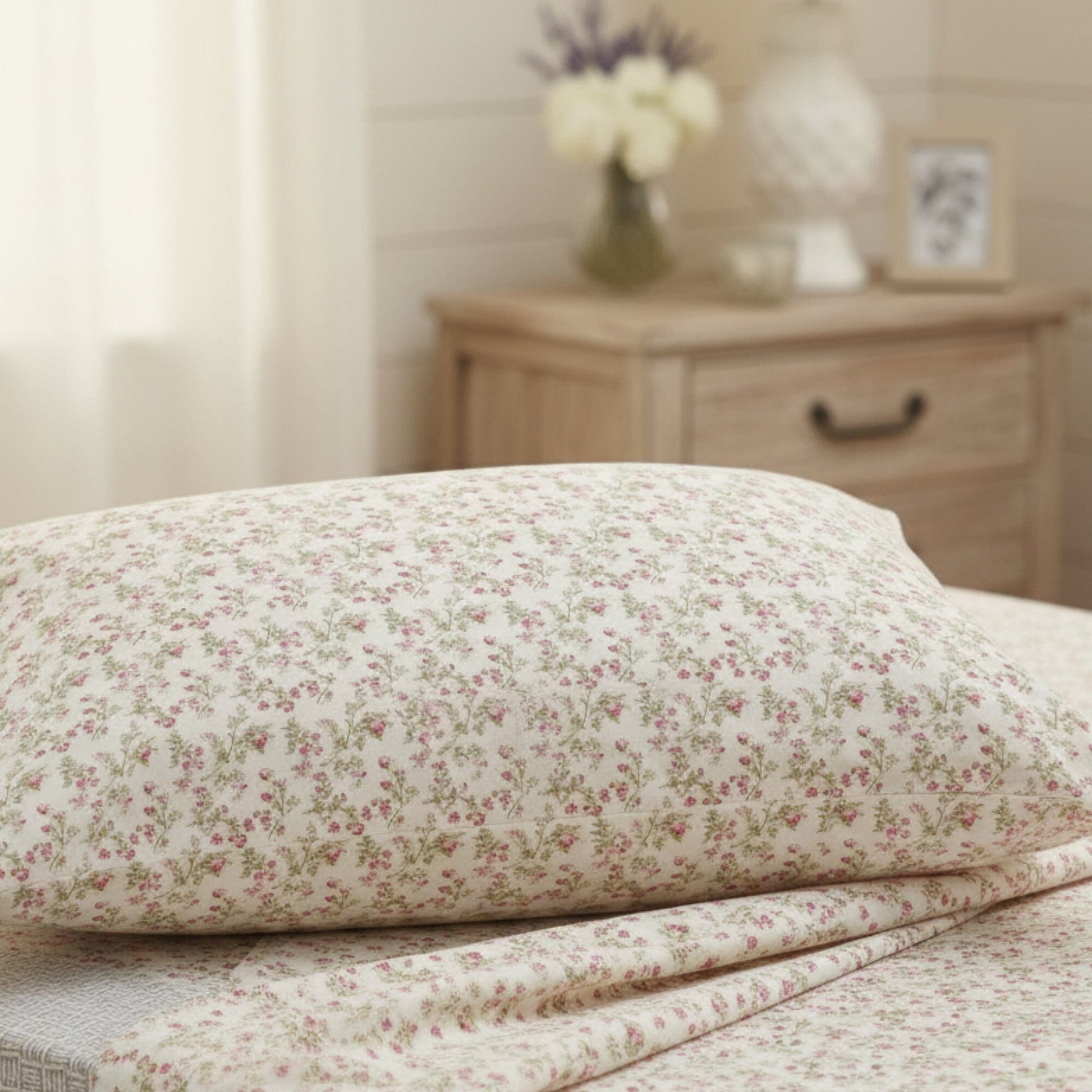 DaDa Bedding Collection Romantic Coquette Sheet Set - 100% Cotton [ Poplin Cotton ] Floral Fitted & Flat Sheets with Pillowcases - Deep Pocket Design - Soft, Breathable, Wrinkle-Resistant- DaDalogy Bedding Collection- {{Product type}}