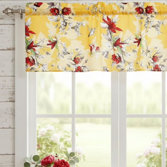 DaDa Bedding Floral Sunshine Yellow Hummingbirds Window Curtain Valance - - Valance
