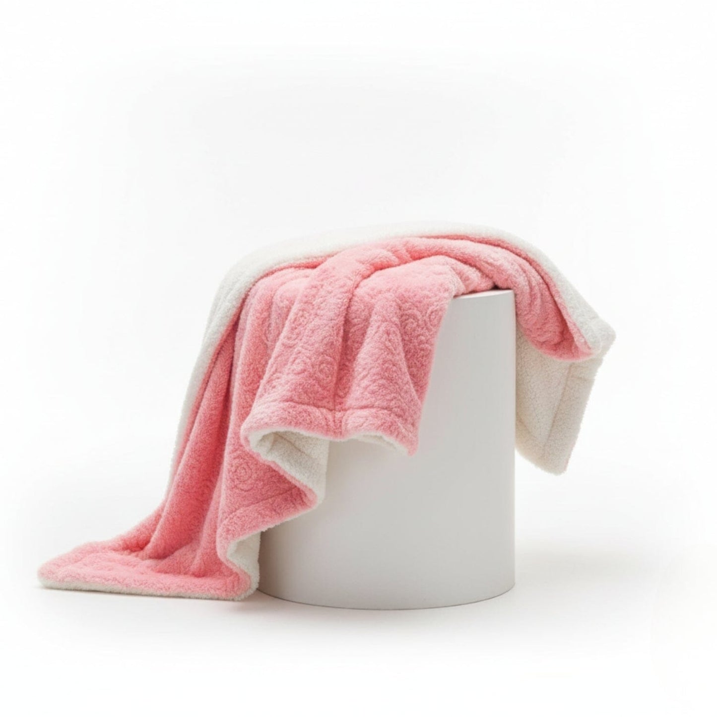 DaDa Bedding Luxury Blossom Pink Rose Buds Pink Sherpa Backside Faux Fur Throw Blanket (BL-171752) - - Throw Blankets