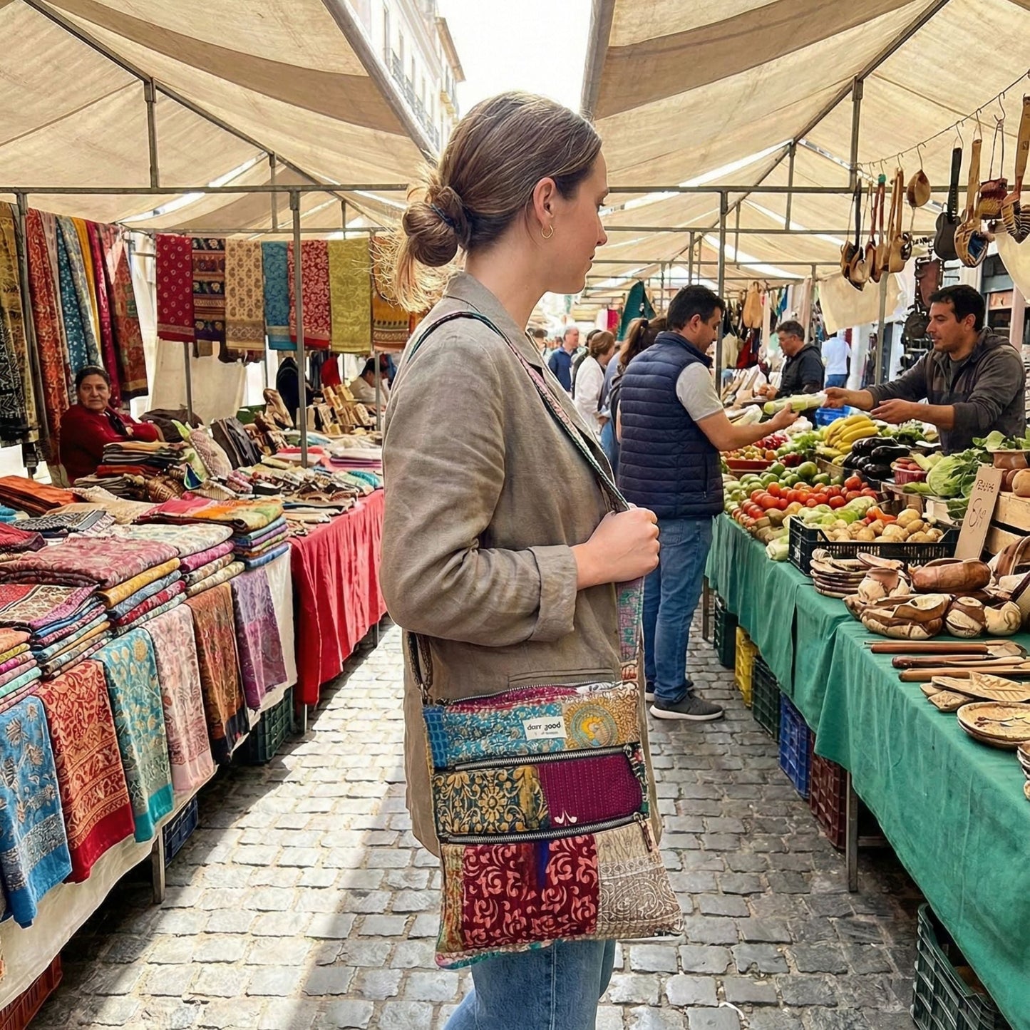 Boho Hippie Crossbody Bag - Patchwork -