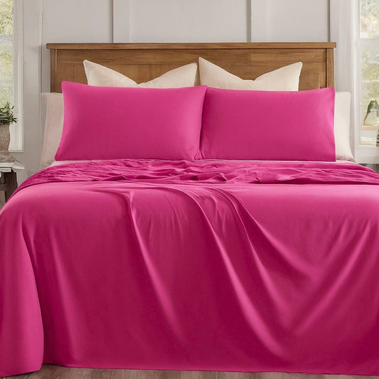 Tache Microfiber Rose Pink Bed Sheet Set - - Bed Sheet