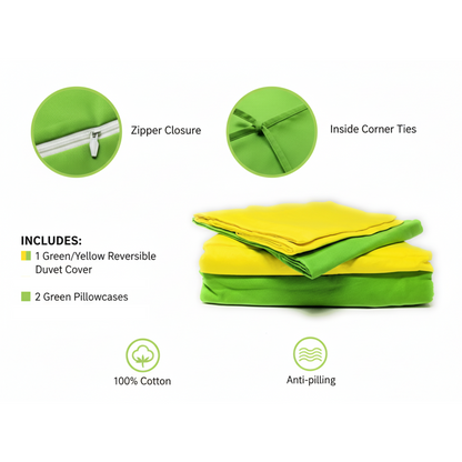 Tache Lemon Lime Bright Yellow & Green Reversible Duvet Cover Set (DC36PC-YG) - - Duvet Cover