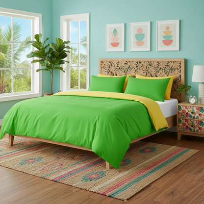 Tache Lemon Lime Bright Yellow & Green Reversible Duvet Cover Set (DC36PC-YG) - - Duvet Cover