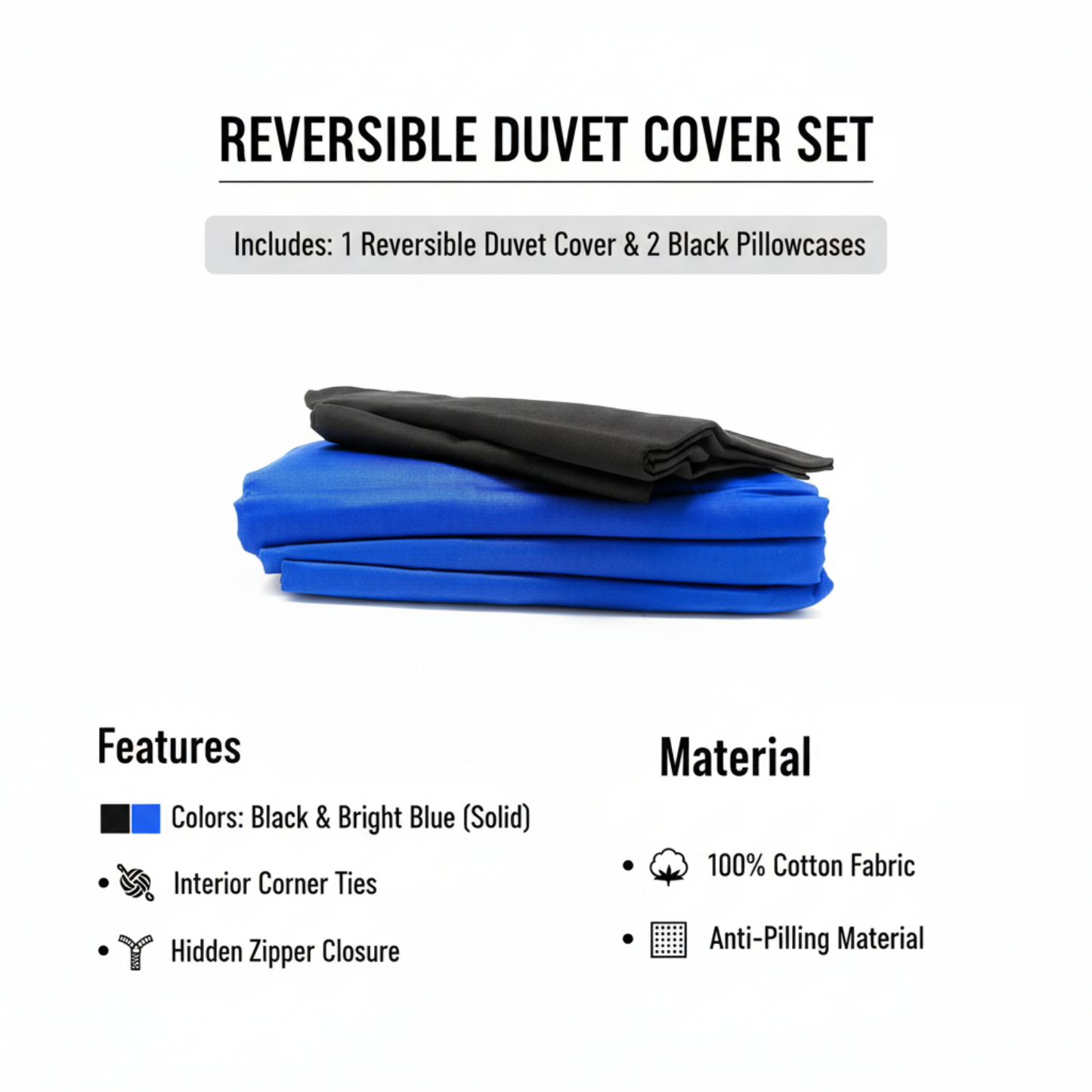 Tache Deep Blue Black Reversible Duvet Cover Set (DC36PC-BB) - - Duvet Cover