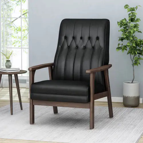 Mid-Century Faux Leather Upholstered Chair - Kia Day Design