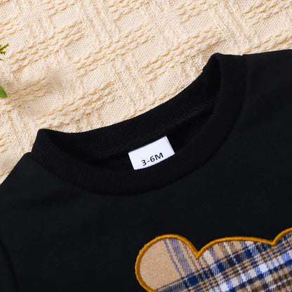 Baby Bear Graphic Round Neck Tee Set