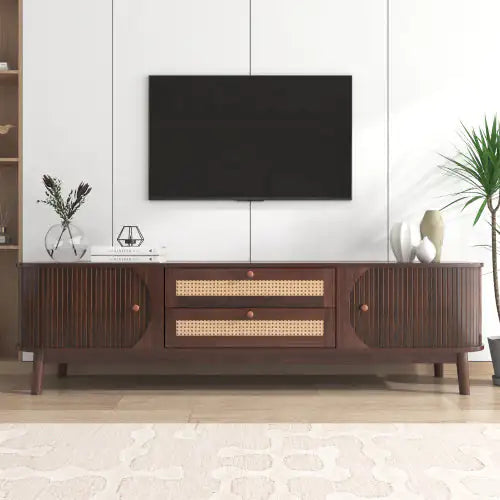 Rattan TV Stand for TVs Up To 75'' With Solid Wood Legs - Kia Day Design