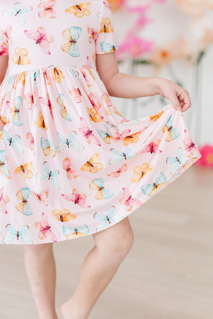 Butterfly Kisses S/S Pocket Twirl Dress - - Twirl Pocket Dress S/S