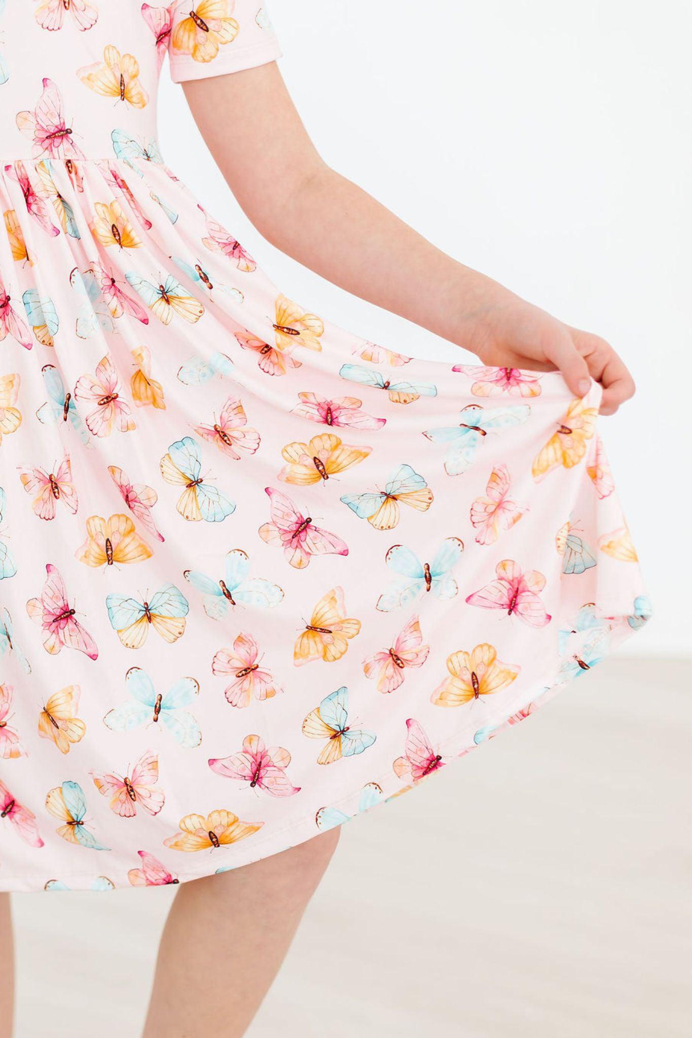Butterfly Kisses S/S Pocket Twirl Dress - - Twirl Pocket Dress S/S