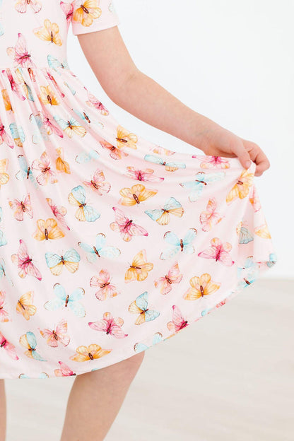 Butterfly Kisses S/S Pocket Twirl Dress - - Twirl Pocket Dress S/S