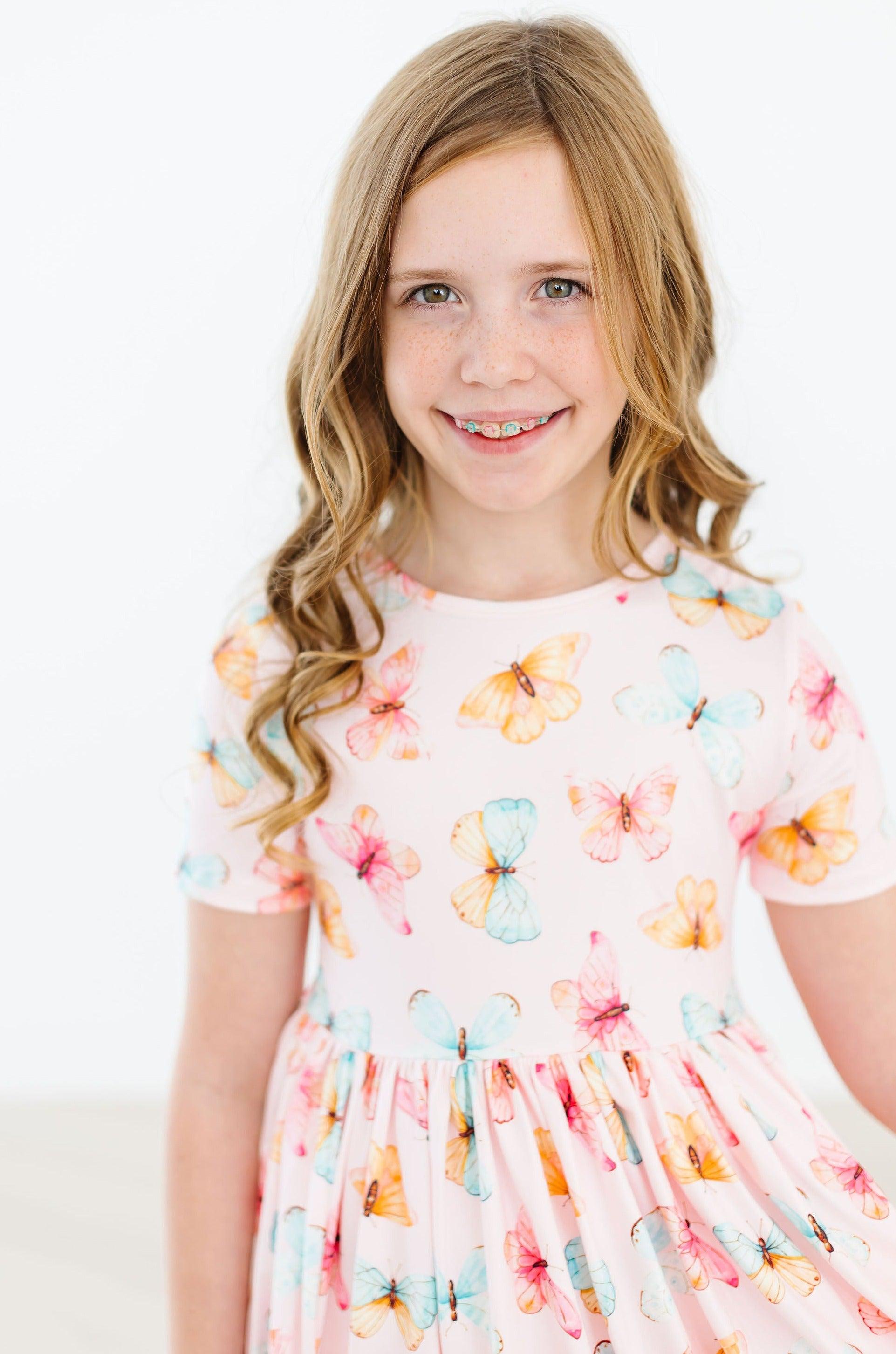 Butterfly Kisses S/S Pocket Twirl Dress - - Twirl Pocket Dress S/S