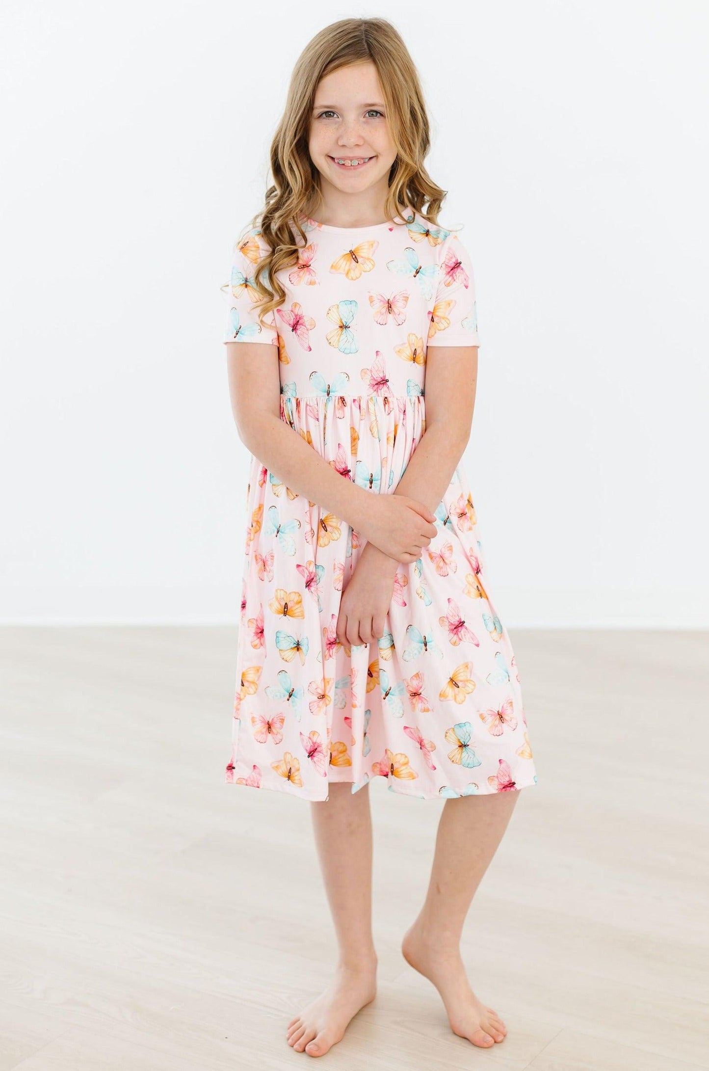 Butterfly Kisses S/S Pocket Twirl Dress - - Twirl Pocket Dress S/S