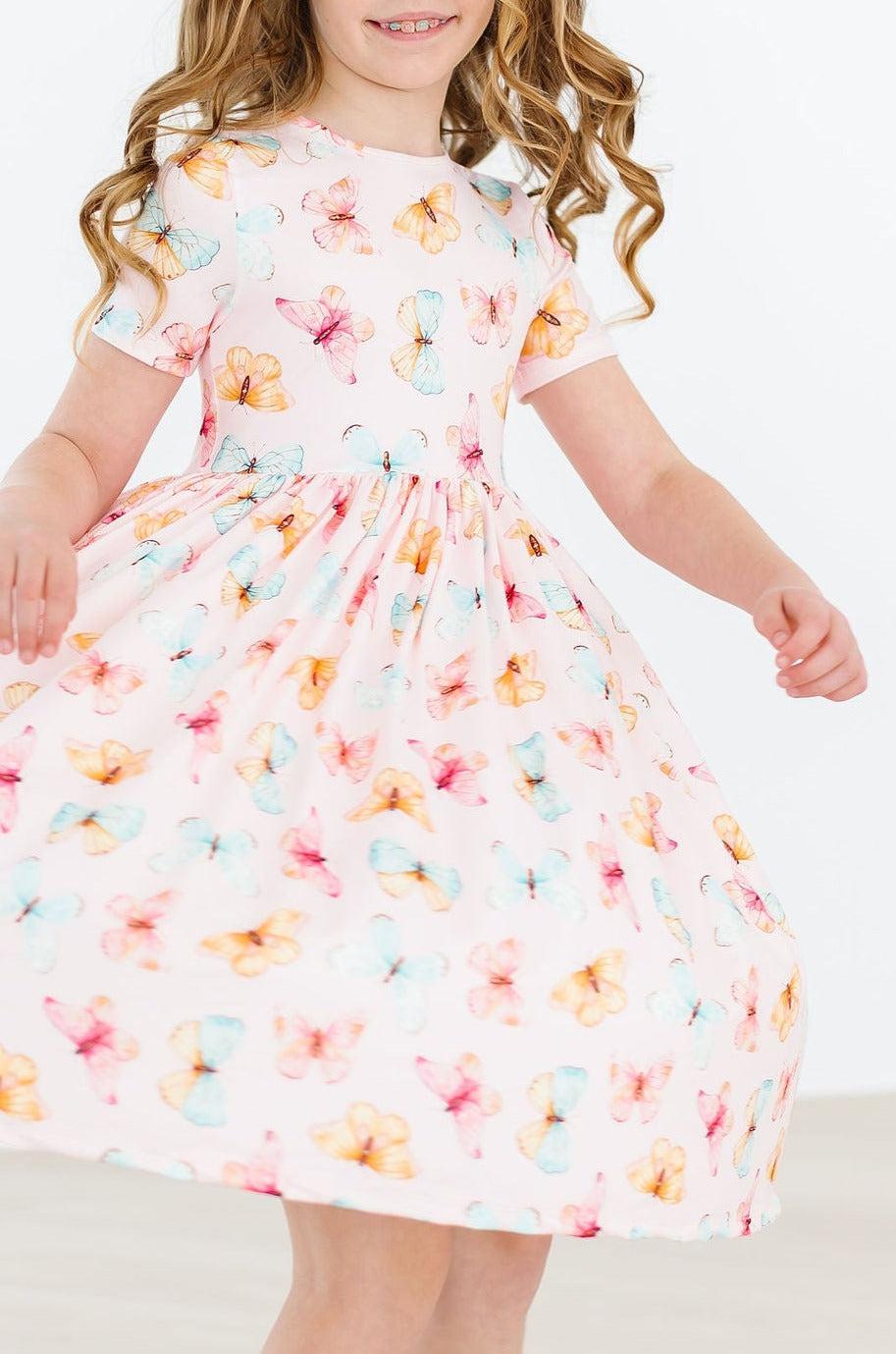 Butterfly Kisses S/S Pocket Twirl Dress - - Twirl Pocket Dress S/S