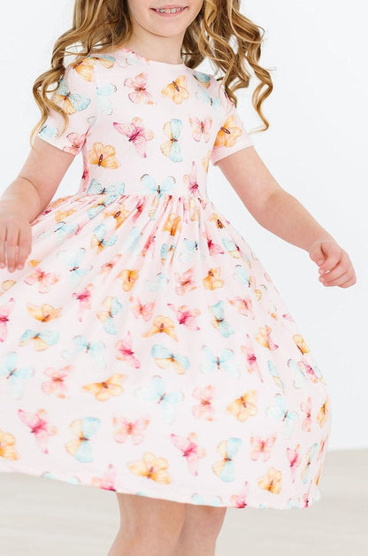 Butterfly Kisses S/S Pocket Twirl Dress - - Twirl Pocket Dress S/S