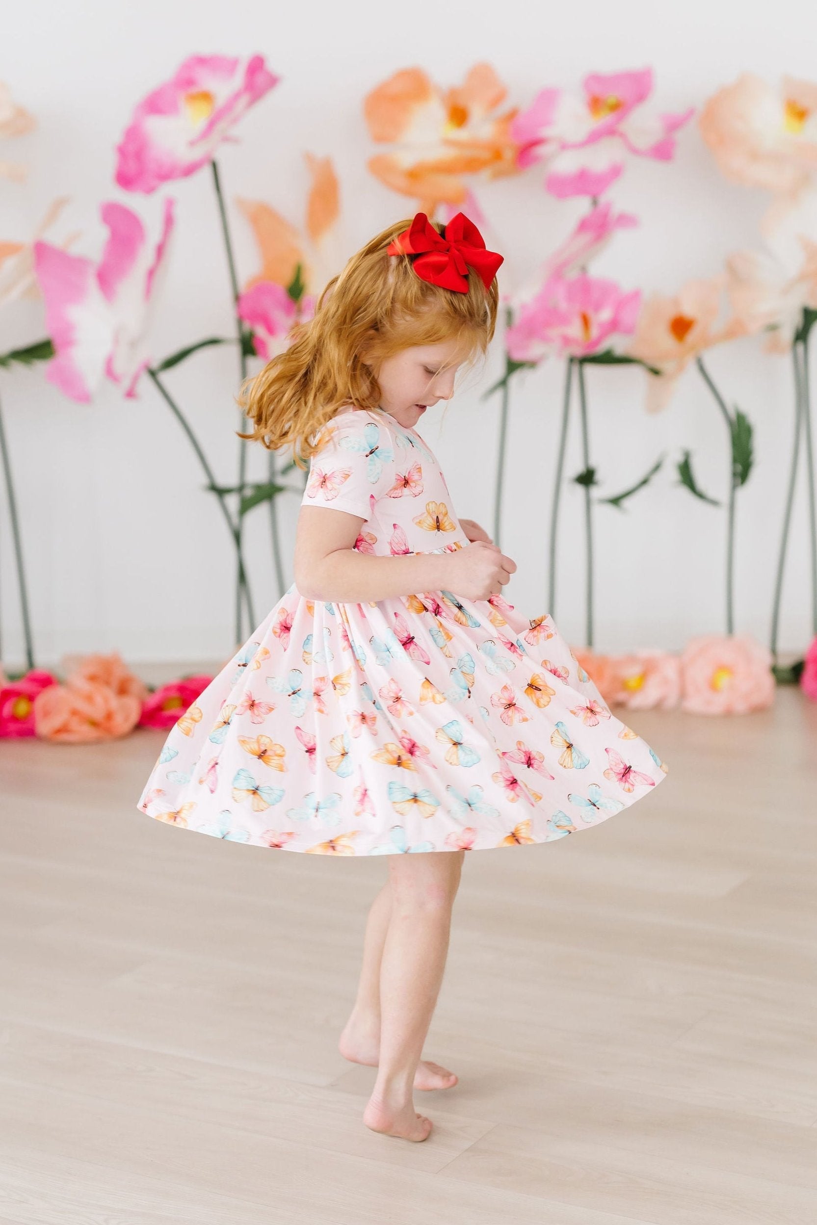 Butterfly Kisses S/S Pocket Twirl Dress - - Twirl Pocket Dress S/S