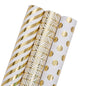 YANGTE Christmas Wrapping Paper Rolls - Mini Roll - 17 * 120 inch Per Roll - White and Gold Colour Scheme - Holiday Gift Wrapping Paper Christmas Rolls 3 Rolls Kia Day Design