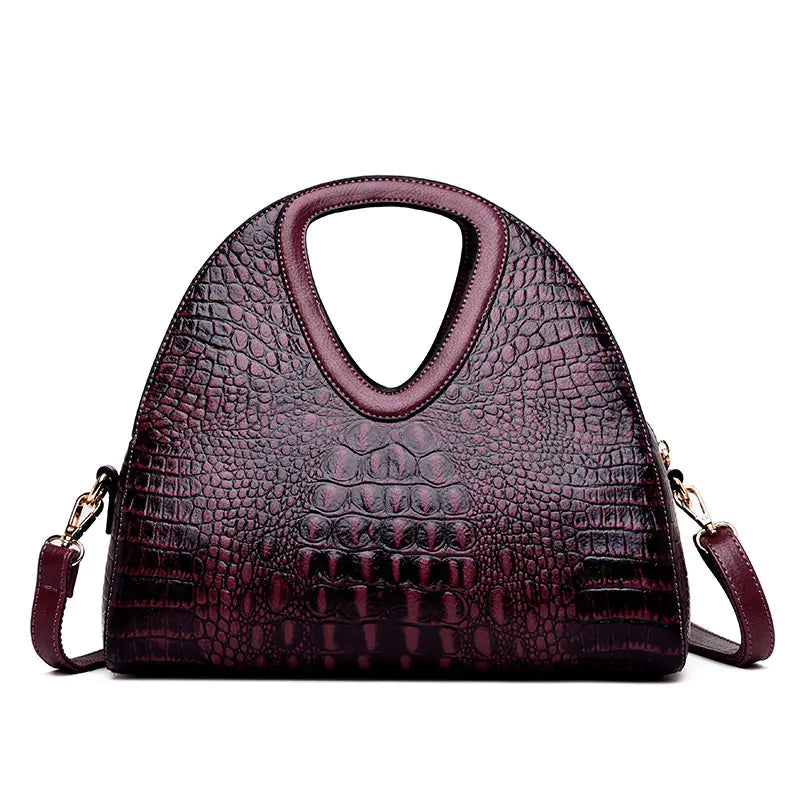 Ladies One Shoulder Embossed Soft Leather Tote Kia Day Design