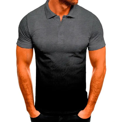 3D Gradual Change Short Sleeve Polo Shirt - dark grey XXXL - shirt