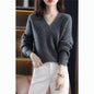 New Women's V Neck Loose Knitted Sweater
