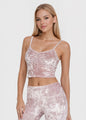 Velvet Shirred Crop Top Made in USA - LAVENDER - Shirts & Tops