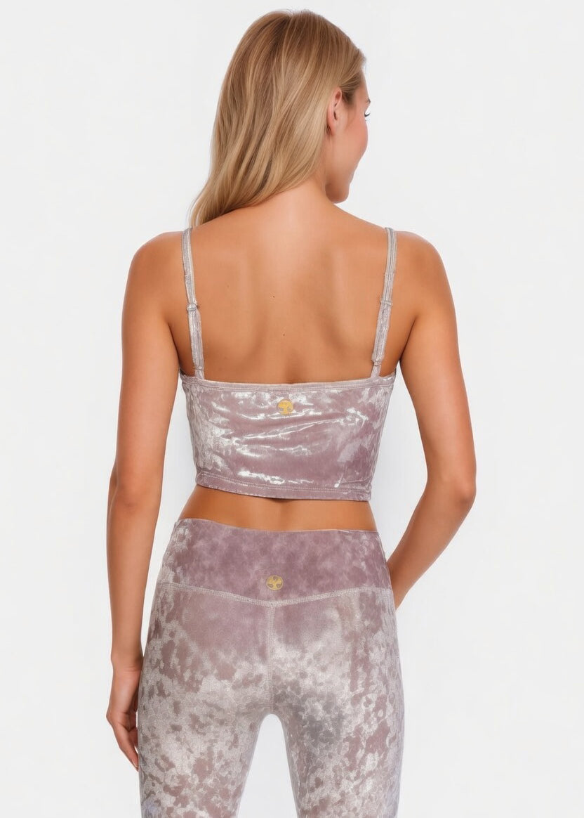 Velvet Shirred Crop Top Made in USA - - Shirts & Tops