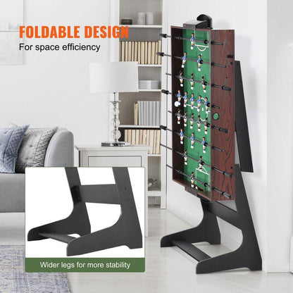 Foldable Foosball Table with 2 Balls in Walnut Wood Finish - Standard Size - - Accents > Game Room