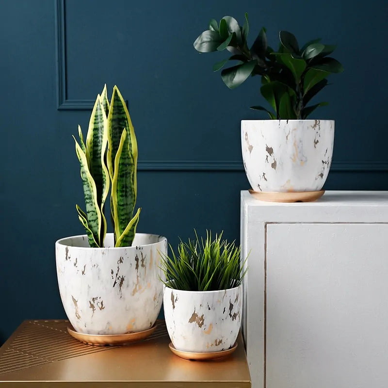 Marble Pattern Ceramic Flower Pot