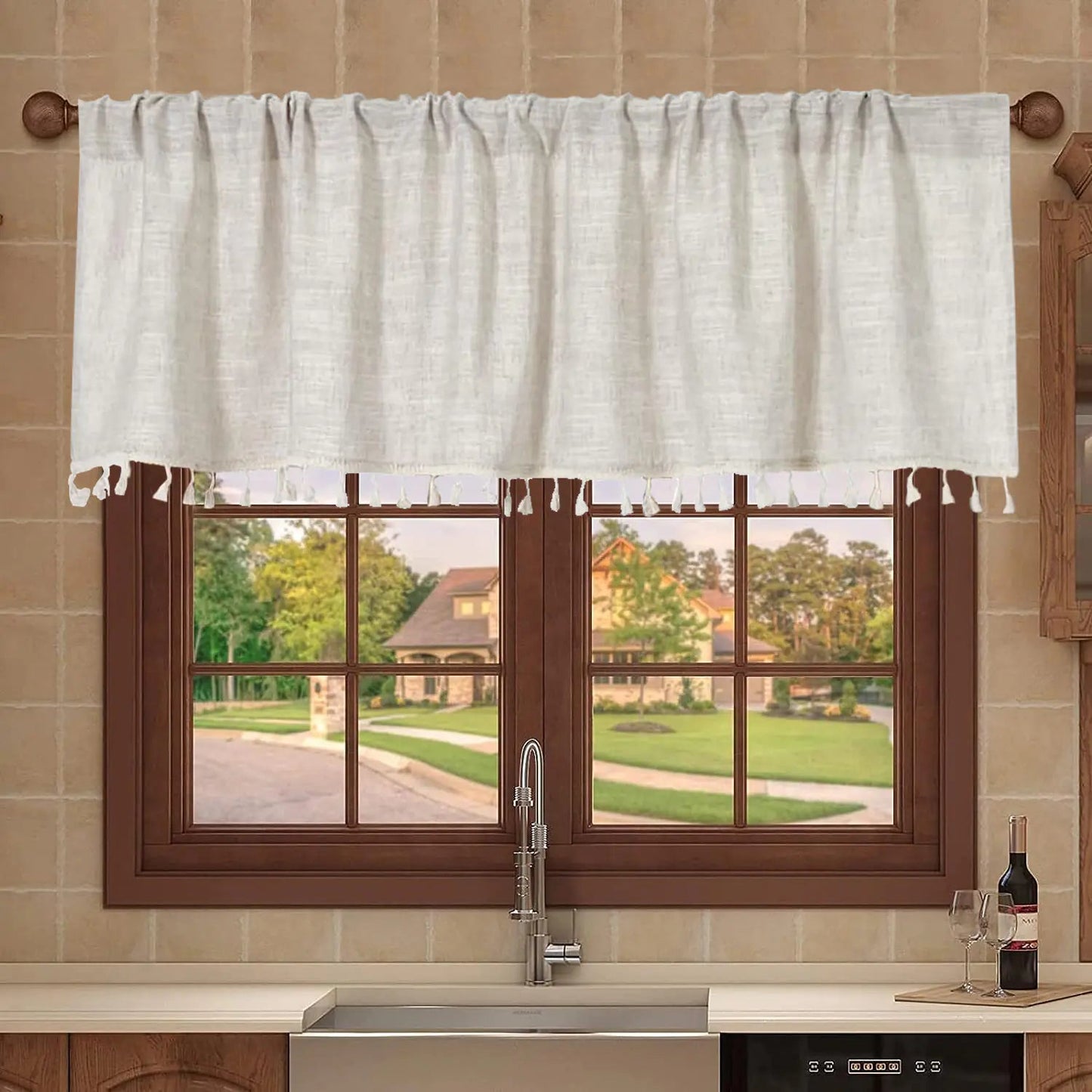 Beige Solid Color Half Curtain - Kia Day Design