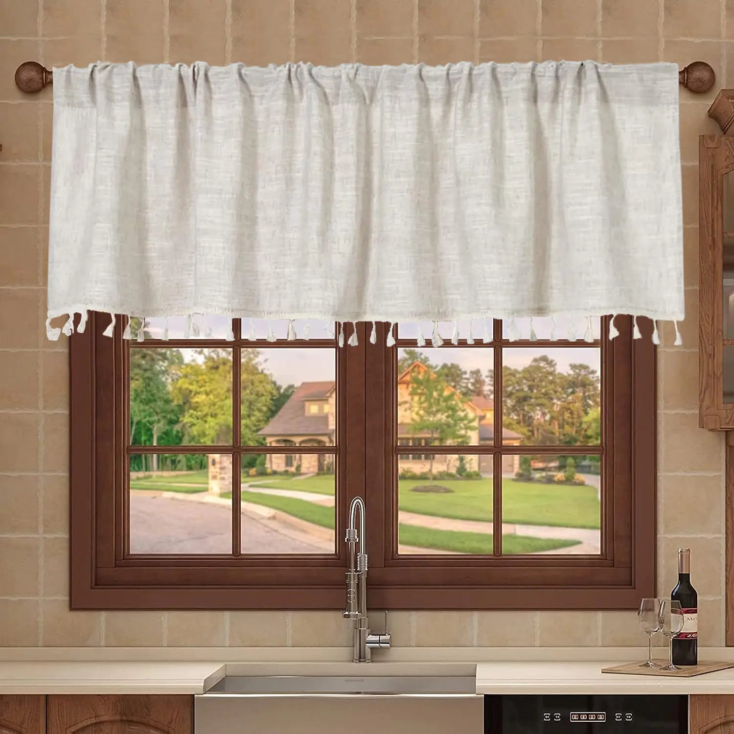 Beige Solid Color Half Curtain - Kia Day Design