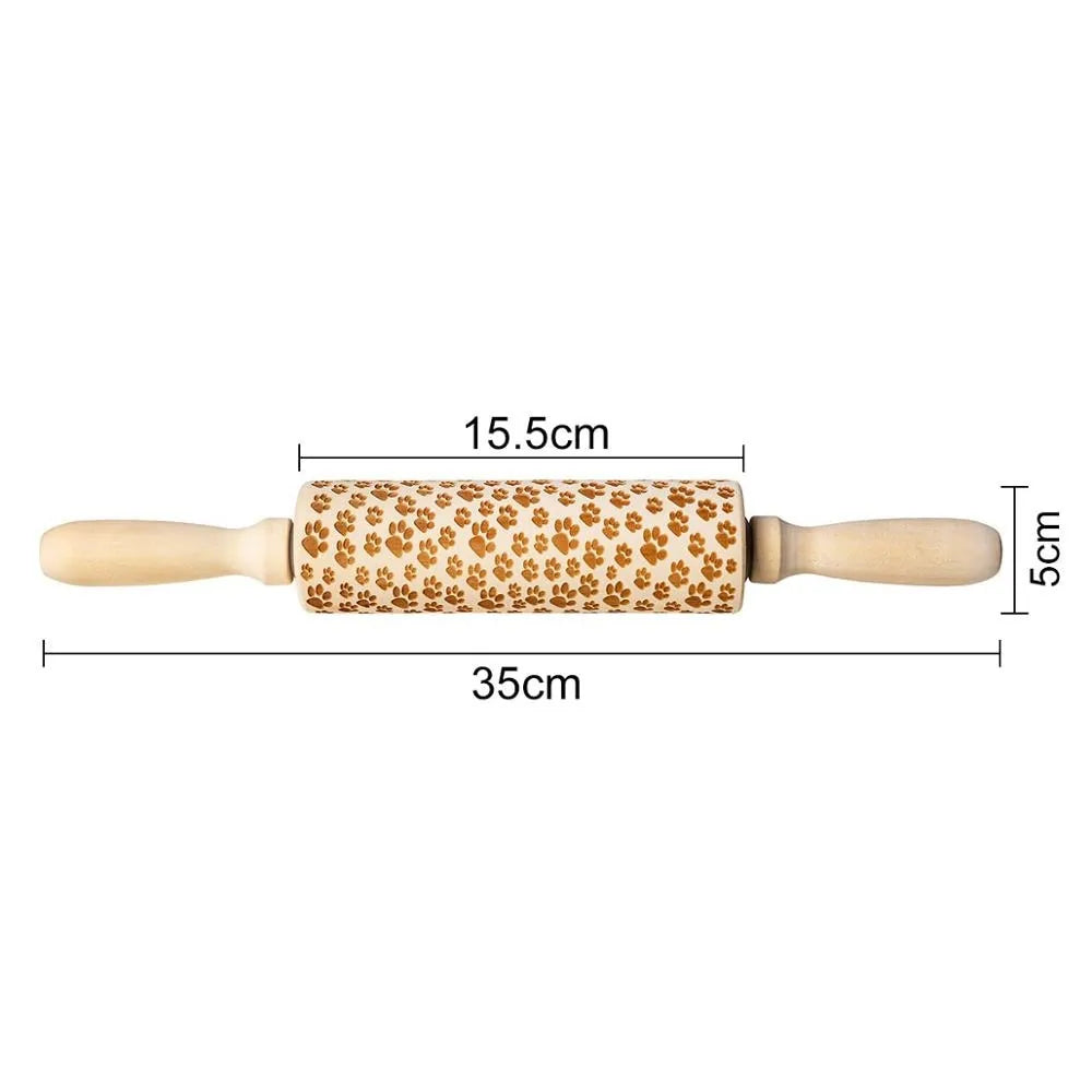 Wooden Embossing Rolling Pin