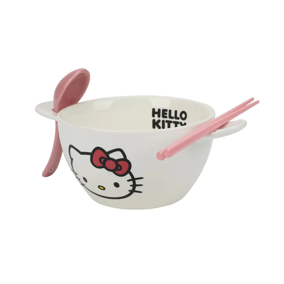 Bioworld Hello Kitty Sanrio Enjoy The Little Things Ceramic Ramen Bowl With Spoon & Chopsticks