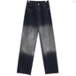 High Waist Black Washed Gradient Straight Leg Jeans - Kia Day Design
